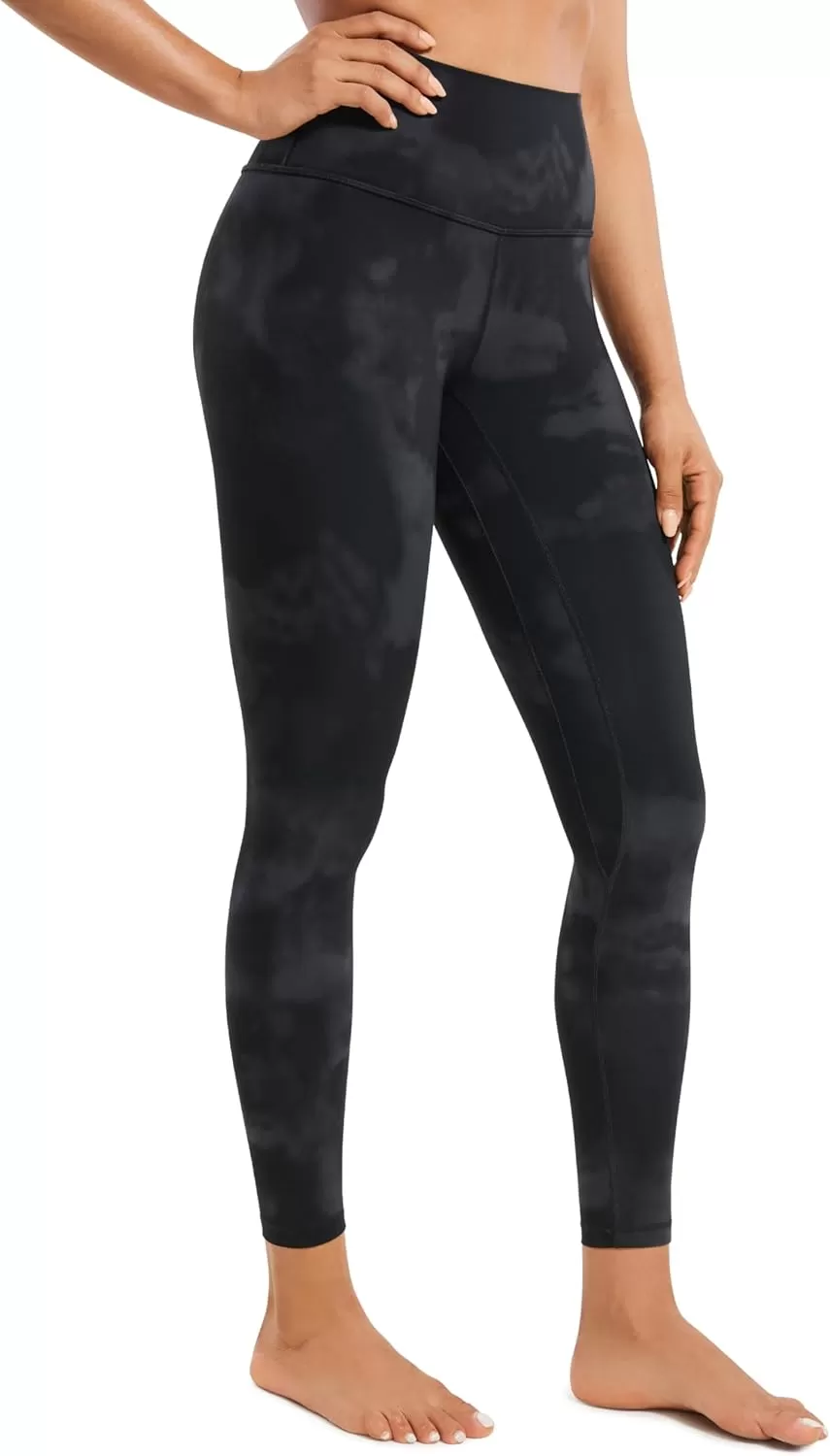 imageCRZ YOGA Womens Brushed Naked Feeling Workout Leggings 25quot  High Waisted Gym Compression Tummy Control Yoga PantsBlack Tie Dye Flowers