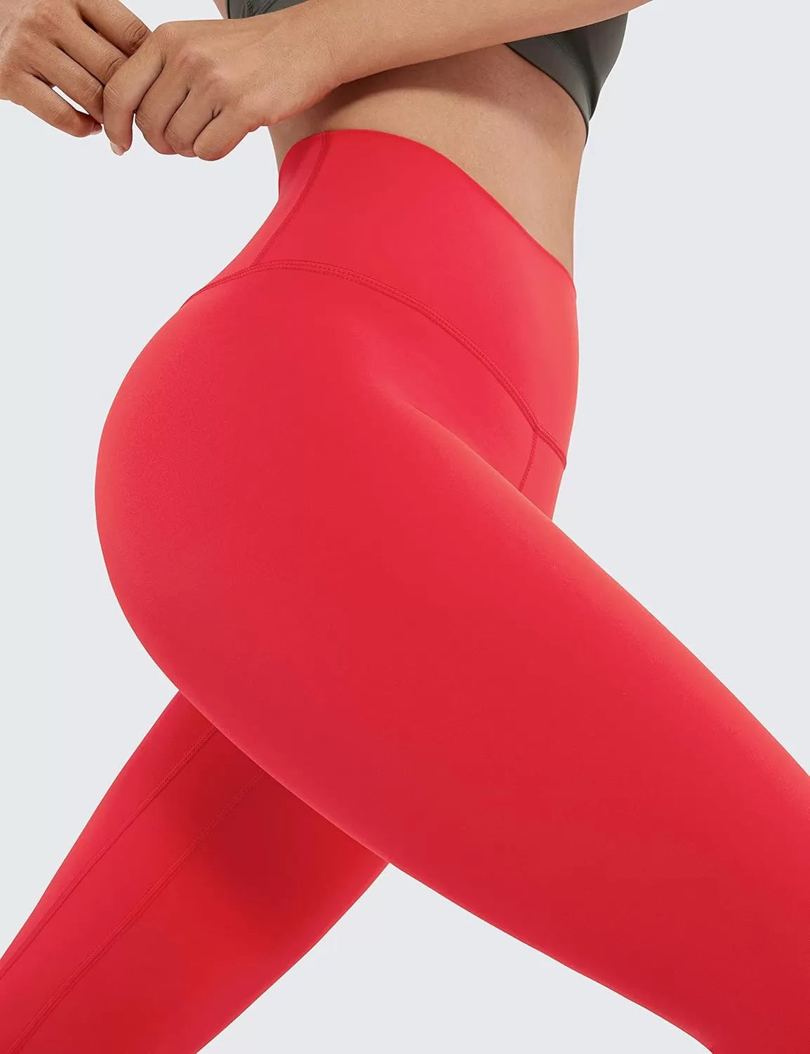 imageCRZ YOGA Womens Brushed Naked Feeling Workout Leggings 25quot  High Waisted Gym Compression Tummy Control Yoga PantsCrimson