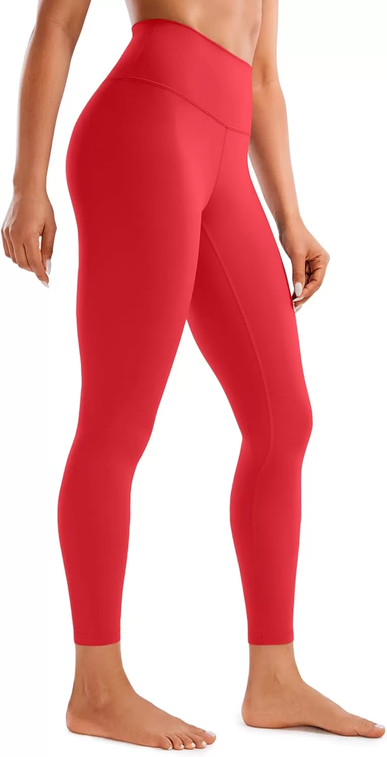 imageCRZ YOGA Womens Brushed Naked Feeling Workout Leggings 25quot  High Waisted Gym Compression Tummy Control Yoga PantsCrimson