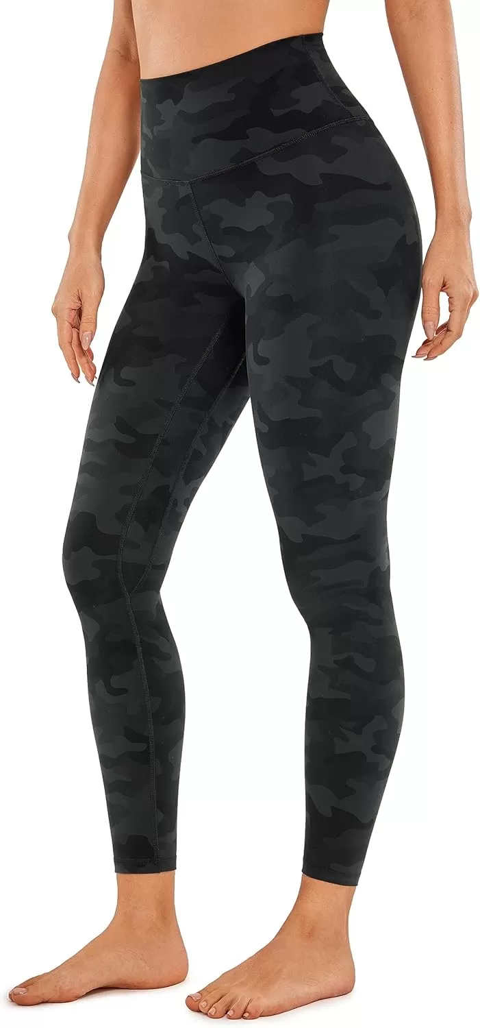 imageCRZ YOGA Womens Brushed Naked Feeling Workout Leggings 25quot  High Waisted Gym Compression Tummy Control Yoga PantsDark Grey Camouflage