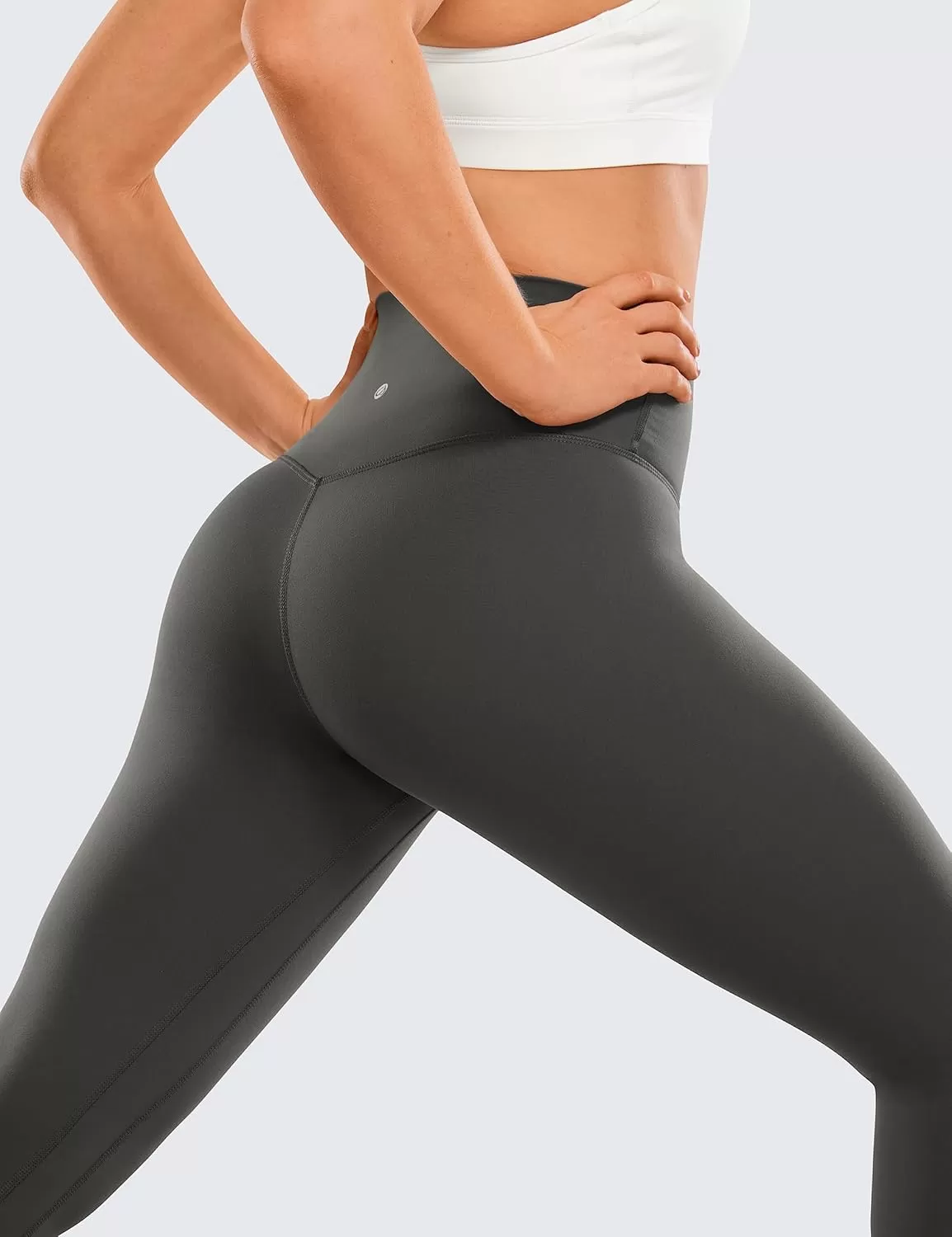 imageCRZ YOGA Womens Brushed Naked Feeling Workout Leggings 25quot  High Waisted Gym Compression Tummy Control Yoga PantsInk Gray