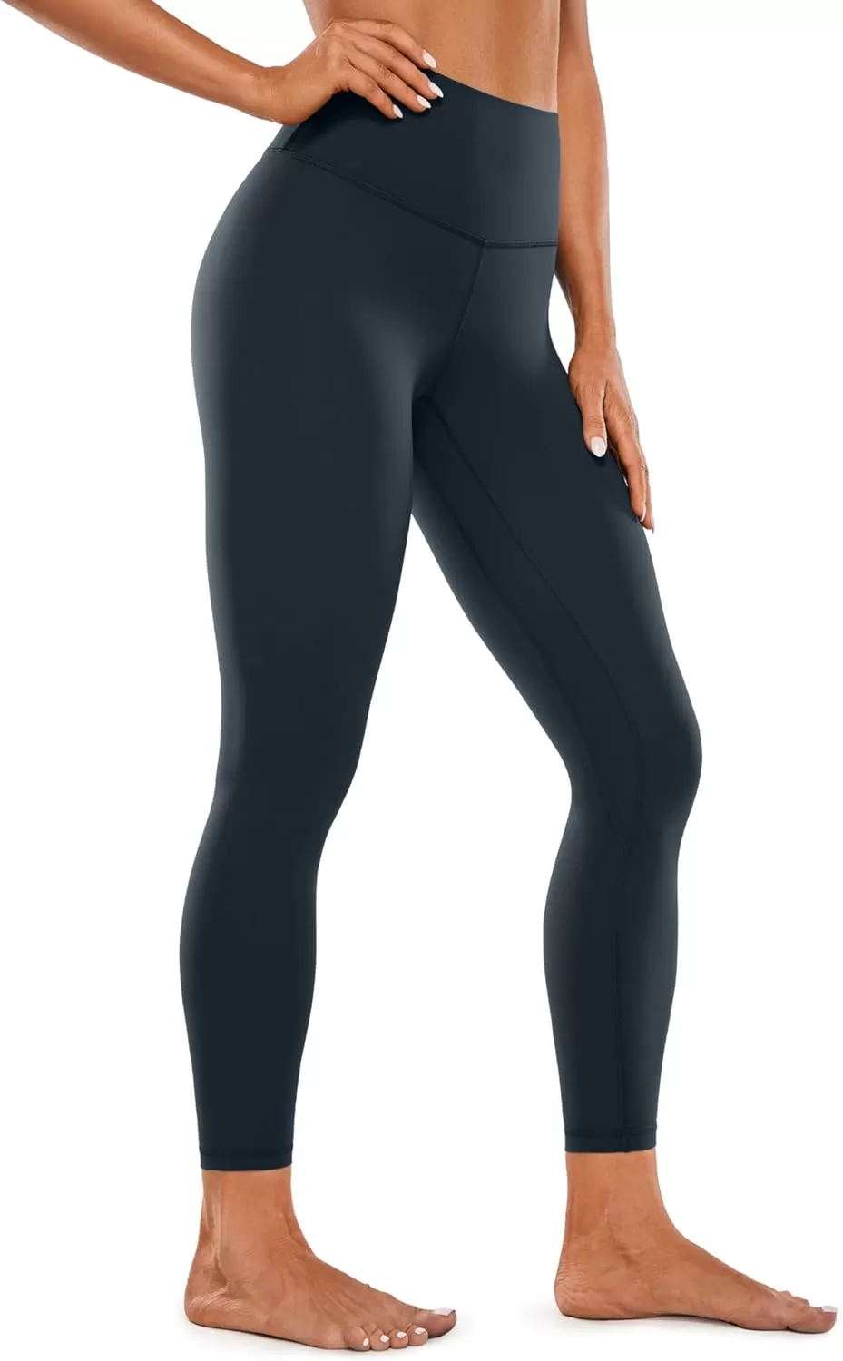 imageCRZ YOGA Womens Brushed Naked Feeling Workout Leggings 25quot  High Waisted Gym Compression Tummy Control Yoga PantsTrue Navy