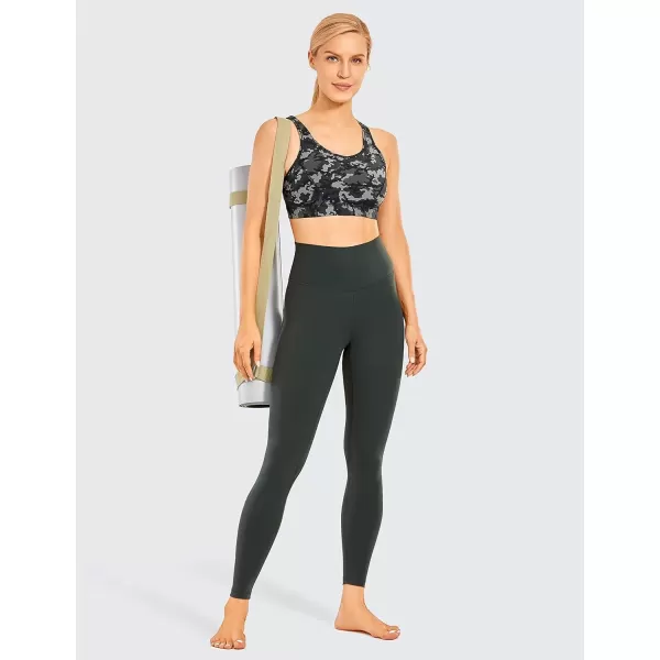 imageCRZ YOGA Womens Brushed Naked Feeling Workout Leggings 25quot  High Waisted Gym Compression Tummy Control Yoga PantsGrey Olive