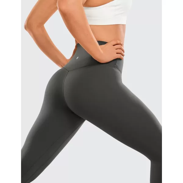 imageCRZ YOGA Womens Brushed Naked Feeling Workout Leggings 25quot  High Waisted Gym Compression Tummy Control Yoga PantsInk Gray