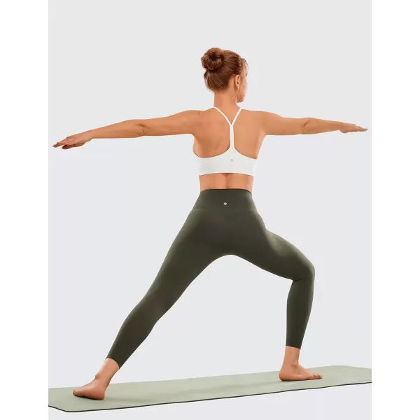 imageCRZ YOGA Womens Brushed Naked Feeling Workout Leggings 25quot  High Waisted Gym Compression Tummy Control Yoga PantsOlive Green