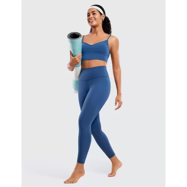 imageCRZ YOGA Womens Brushed Naked Feeling Workout Leggings 25quot  High Waisted Gym Compression Tummy Control Yoga PantsPitch Blue