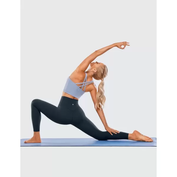 imageCRZ YOGA Womens Brushed Naked Feeling Workout Leggings 25quot  High Waisted Gym Compression Tummy Control Yoga PantsTrue Navy