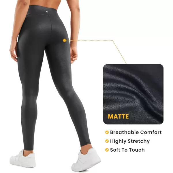 imageCRZ YOGA Butterluxe Matte Faux Leather Leggings for Women 28  No Front Seam High Waist Stretch Tights Pleather PantsBlack Foil Pattern