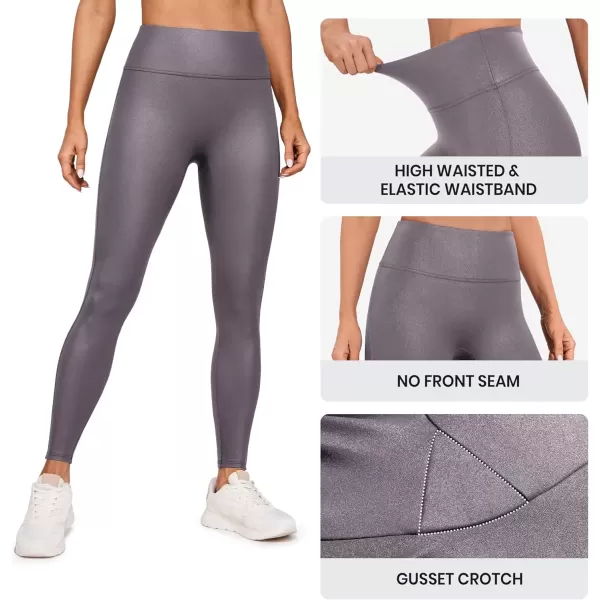 imageCRZ YOGA Butterluxe Matte Faux Leather Leggings for Women 28  No Front Seam High Waist Stretch Tights Pleather PantsTornado Grey Classic Pattern