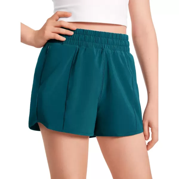 imageCRZ YOGA Girls Athletic Shorts with Zipper Pocket Lightweight Running Shorts for Teen Girls Kids LinerBorealis Green