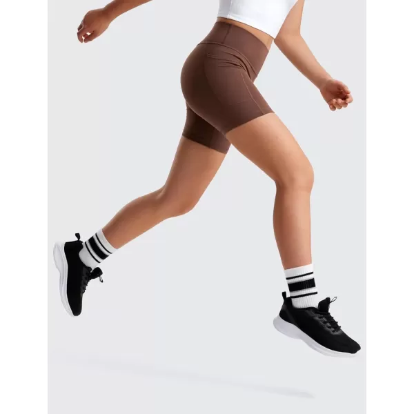 imageCRZ YOGA Girls Butterluxe Athletic High Waist Biker Shorts with Pockets  Lounge Active Dance Yoga Running Shorts Kids TeenCoffee Brown