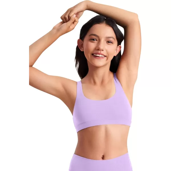 imageCRZ YOGA Girls Butterluxe Training Sports Bra  Scoop Neck U Back Yoga Bra for Teens Kids Dance Crop TopElfin Purple