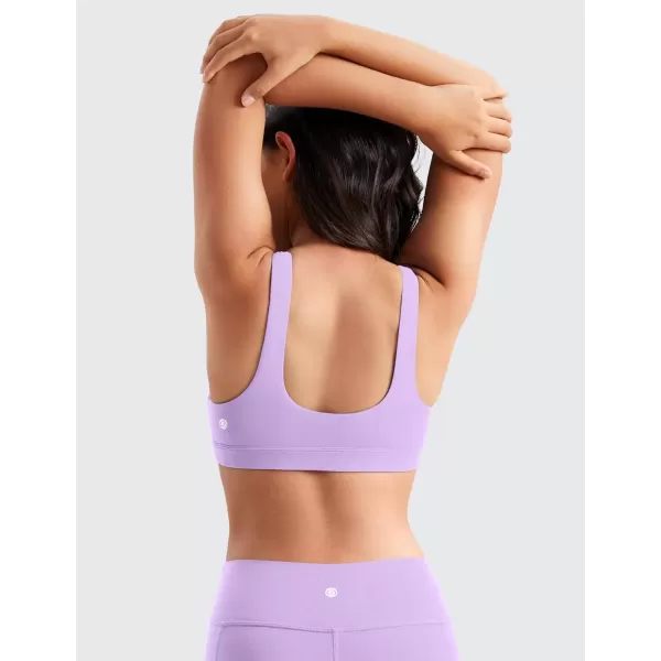 imageCRZ YOGA Girls Butterluxe Training Sports Bra  Scoop Neck U Back Yoga Bra for Teens Kids Dance Crop TopElfin Purple