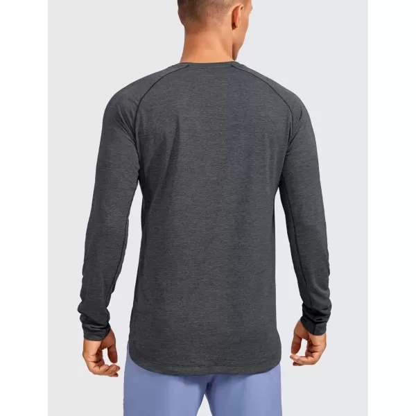 imageCRZ YOGA Lightweight Long Sleeve Shirts for Men Moisture Wicking Quick Dry Shirt Workout Running Basic Tee TopsCarbon Heather