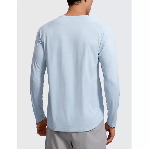 imageCRZ YOGA Lightweight Long Sleeve Shirts for Men Moisture Wicking Quick Dry Shirt Workout Running Basic Tee TopsChambray Blue Heather