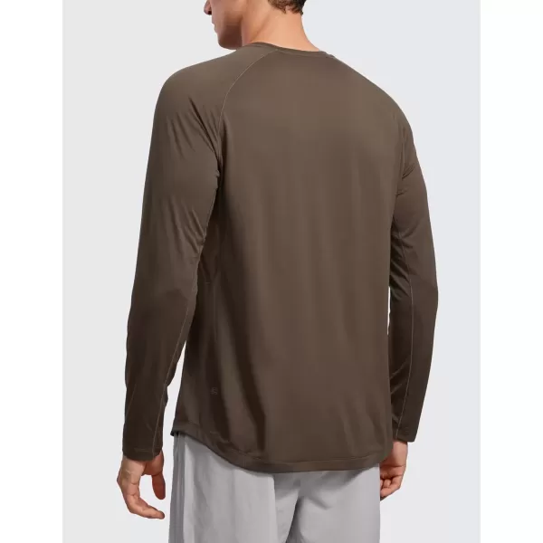 imageCRZ YOGA Lightweight Long Sleeve Shirts for Men Moisture Wicking Quick Dry Shirt Workout Running Basic Tee TopsDark Mocha