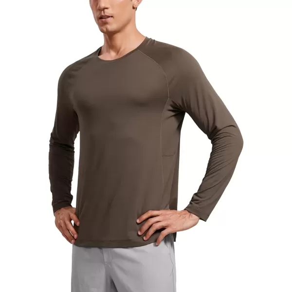 imageCRZ YOGA Lightweight Long Sleeve Shirts for Men Moisture Wicking Quick Dry Shirt Workout Running Basic Tee TopsDark Mocha