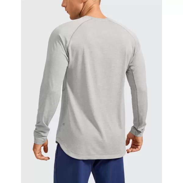 imageCRZ YOGA Lightweight Long Sleeve Shirts for Men Moisture Wicking Quick Dry Shirt Workout Running Basic Tee TopsLight Gray Heather