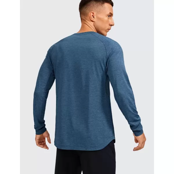 imageCRZ YOGA Lightweight Long Sleeve Shirts for Men Moisture Wicking Quick Dry Shirt Workout Running Basic Tee TopsOcean Blue Heather