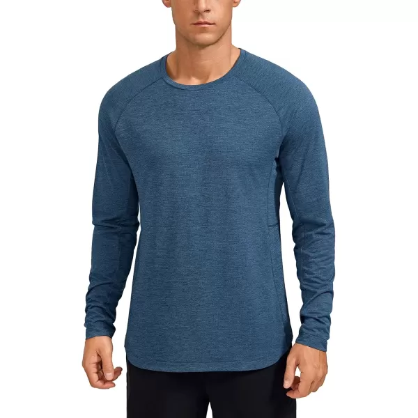 imageCRZ YOGA Lightweight Long Sleeve Shirts for Men Moisture Wicking Quick Dry Shirt Workout Running Basic Tee TopsOcean Blue Heather