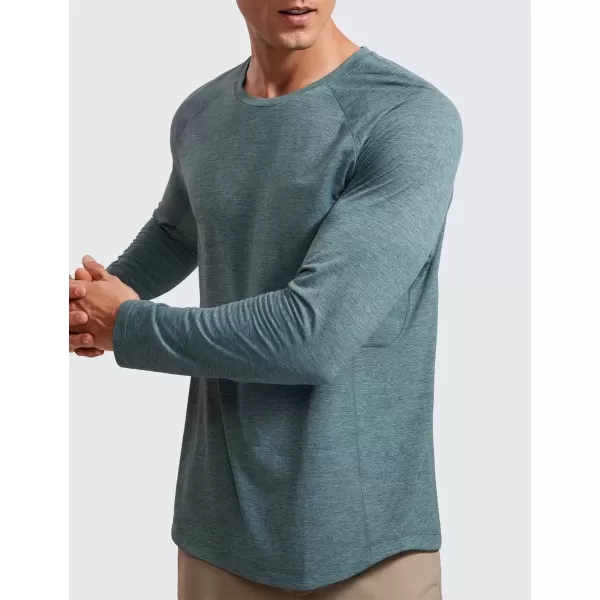 imageCRZ YOGA Lightweight Long Sleeve Shirts for Men Moisture Wicking Quick Dry Shirt Workout Running Basic Tee TopsSmoked Spruce Heather