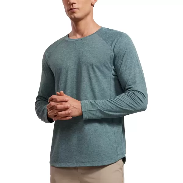 imageCRZ YOGA Lightweight Long Sleeve Shirts for Men Moisture Wicking Quick Dry Shirt Workout Running Basic Tee TopsSmoked Spruce Heather