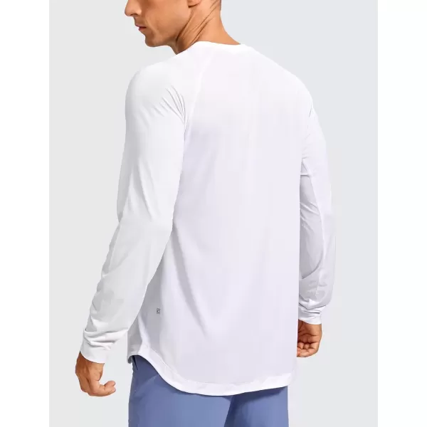 imageCRZ YOGA Lightweight Long Sleeve Shirts for Men Moisture Wicking Quick Dry Shirt Workout Running Basic Tee TopsWhite