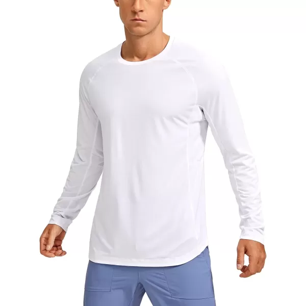 imageCRZ YOGA Lightweight Long Sleeve Shirts for Men Moisture Wicking Quick Dry Shirt Workout Running Basic Tee TopsWhite