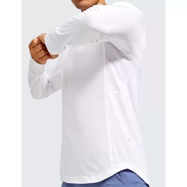 imageCRZ YOGA Lightweight Long Sleeve Shirts for Men Moisture Wicking Quick Dry Shirt Workout Running Basic Tee TopsWhite