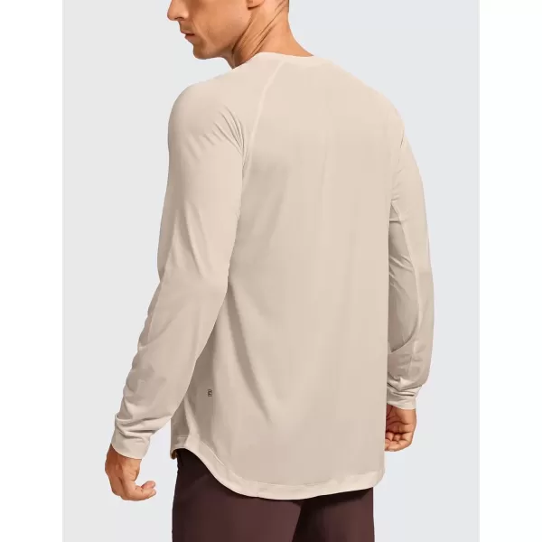 imageCRZ YOGA Lightweight Long Sleeve Shirts for Men Moisture Wicking Quick Dry Shirt Workout Running Basic Tee TopsWhite Opal