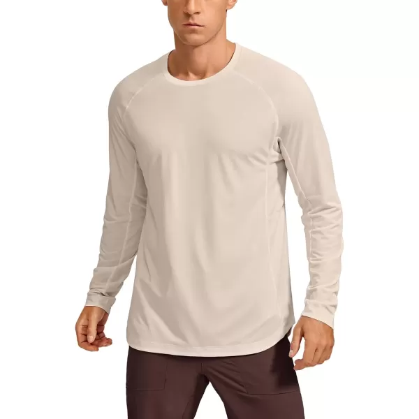 imageCRZ YOGA Lightweight Long Sleeve Shirts for Men Moisture Wicking Quick Dry Shirt Workout Running Basic Tee TopsWhite Opal