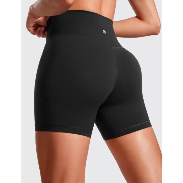 imageCRZ YOGA Womens Butterluxe Crossover Biker Shorts 5 Inches  Criss Cross High Waisted Workout Yoga Shorts Buttery SoftBlack