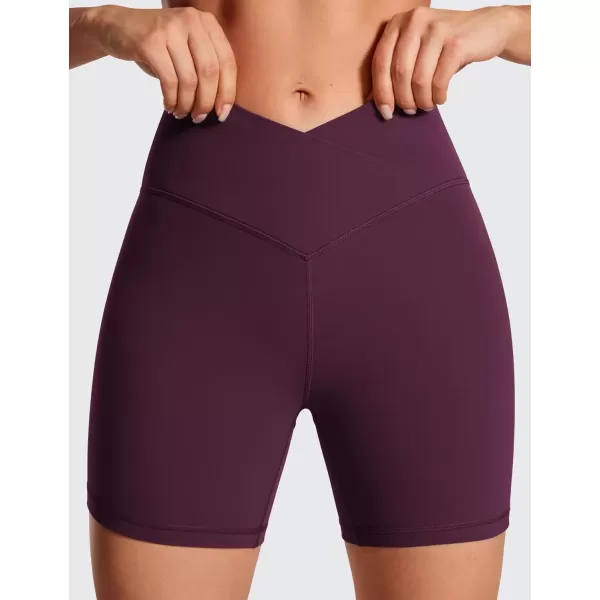 imageCRZ YOGA Womens Butterluxe Crossover Biker Shorts 5 Inches  Criss Cross High Waisted Workout Yoga Shorts Buttery SoftDeep Purple