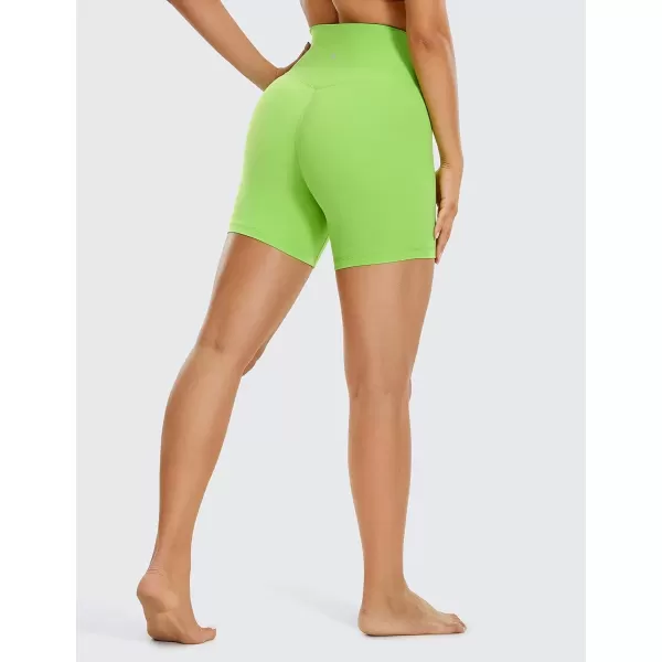 imageCRZ YOGA Womens Butterluxe Crossover Biker Shorts 5 Inches  Criss Cross High Waisted Workout Yoga Shorts Buttery SoftGreen Glow