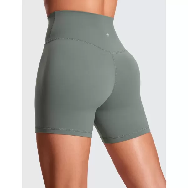imageCRZ YOGA Womens Butterluxe Crossover Biker Shorts 5 Inches  Criss Cross High Waisted Workout Yoga Shorts Buttery SoftGrey Sage