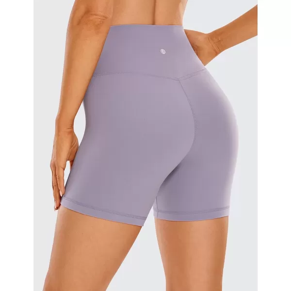 imageCRZ YOGA Womens Butterluxe Crossover Biker Shorts 5 Inches  Criss Cross High Waisted Workout Yoga Shorts Buttery SoftLavender Mist