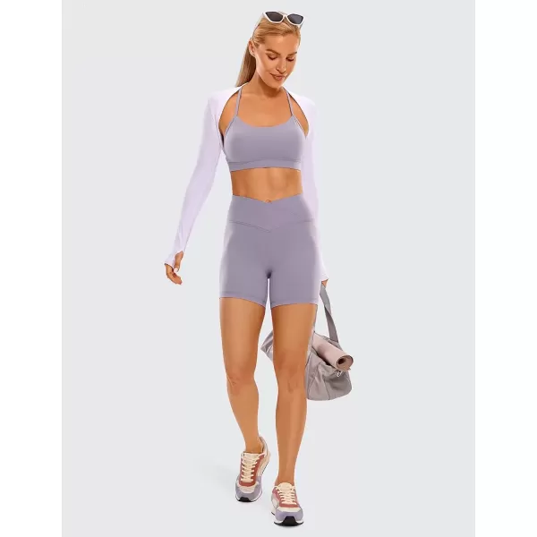 imageCRZ YOGA Womens Butterluxe Crossover Biker Shorts 5 Inches  Criss Cross High Waisted Workout Yoga Shorts Buttery SoftLavender Mist