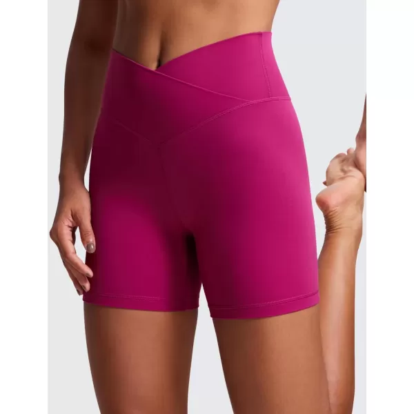 imageCRZ YOGA Womens Butterluxe Crossover Biker Shorts 5 Inches  Criss Cross High Waisted Workout Yoga Shorts Buttery SoftMagenta Purple