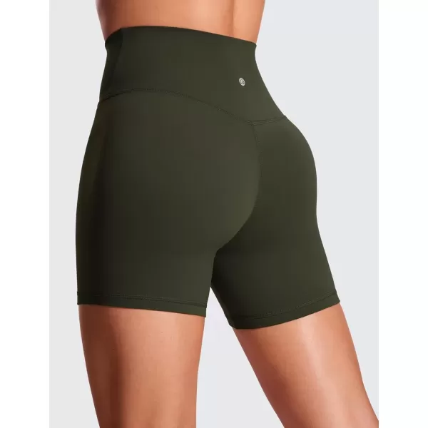 imageCRZ YOGA Womens Butterluxe Crossover Biker Shorts 5 Inches  Criss Cross High Waisted Workout Yoga Shorts Buttery SoftOlive Green