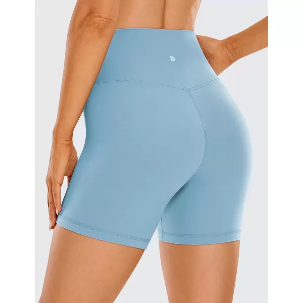 imageCRZ YOGA Womens Butterluxe Crossover Biker Shorts 5 Inches  Criss Cross High Waisted Workout Yoga Shorts Buttery SoftPure Blue