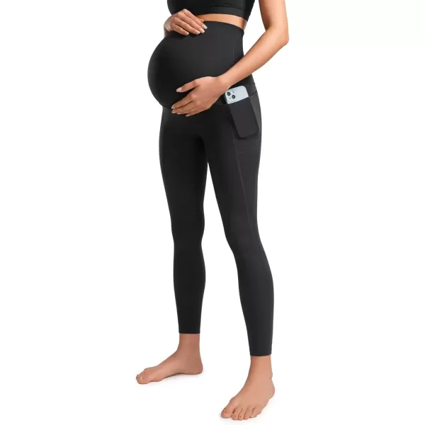 imageCRZ YOGA Womens Butterluxe Maternity Leggings with Pockets Over The Belly 25quot  Workout Active Yoga Pregnancy Pants SoftBlack