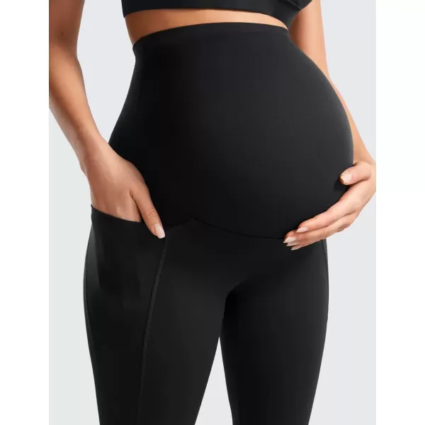 imageCRZ YOGA Womens Butterluxe Maternity Leggings with Pockets Over The Belly 25quot  Workout Active Yoga Pregnancy Pants SoftBlack