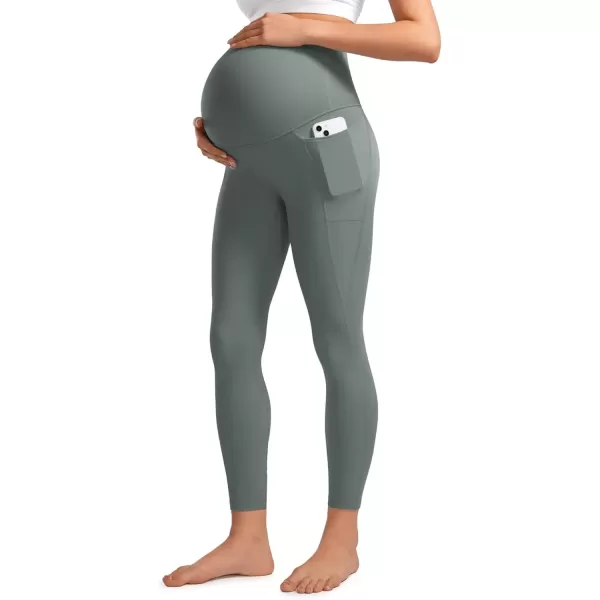 imageCRZ YOGA Womens Butterluxe Maternity Leggings with Pockets Over The Belly 25quot  Workout Active Yoga Pregnancy Pants SoftGrey Sage