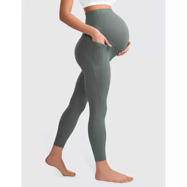 imageCRZ YOGA Womens Butterluxe Maternity Leggings with Pockets Over The Belly 25quot  Workout Active Yoga Pregnancy Pants SoftGrey Sage