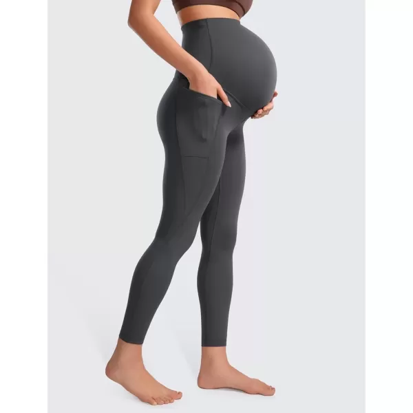 imageCRZ YOGA Womens Butterluxe Maternity Leggings with Pockets Over The Belly 25quot  Workout Active Yoga Pregnancy Pants SoftMysterious Grey