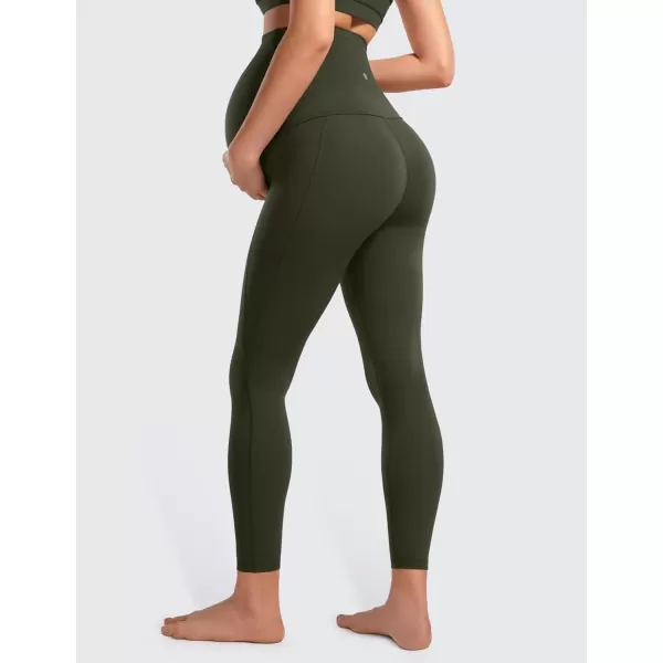 imageCRZ YOGA Womens Butterluxe Maternity Leggings with Pockets Over The Belly 25quot  Workout Active Yoga Pregnancy Pants SoftOlive Green