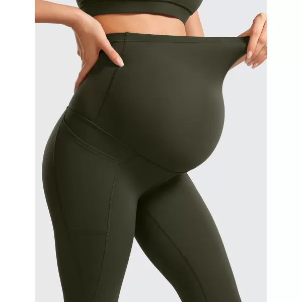 imageCRZ YOGA Womens Butterluxe Maternity Leggings with Pockets Over The Belly 25quot  Workout Active Yoga Pregnancy Pants SoftOlive Green