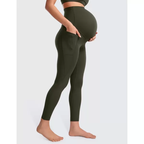 imageCRZ YOGA Womens Butterluxe Maternity Leggings with Pockets Over The Belly 25quot  Workout Active Yoga Pregnancy Pants SoftOlive Green