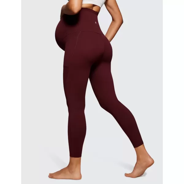 imageCRZ YOGA Womens Butterluxe Maternity Leggings with Pockets Over The Belly 25quot  Workout Active Yoga Pregnancy Pants SoftRed Merlot