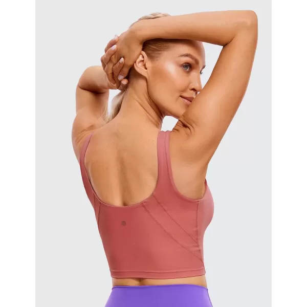 imageCRZ YOGA Womens High Neck Longline U Back Padded Crop Workout Tank Top Sports BraBriar Rose